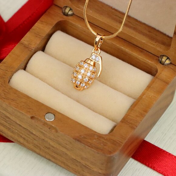 "Crystal Studded Rose Gold Grenade Pendant in Miniature Design, XPPT1860 - Picture 8 of 13